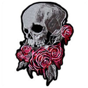 Bleeding Roses Patch Embroidered biker patch heat seal backing