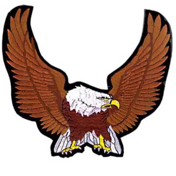 Brown Up-Wing Eagle Patch Embroidered biker patch heat seal backing
