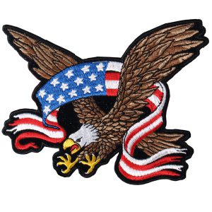 Eagle Banner Patch 1 Patch Embroidered biker patch heat seal backing