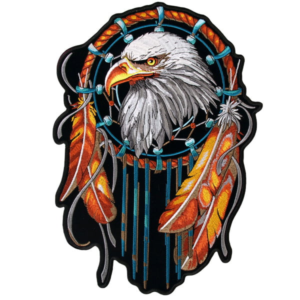 Eagle Dream Catcher Patch Patch Embroidered biker patch heat seal backing