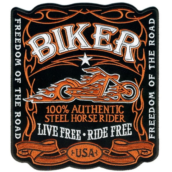 Fire Bike Logo Patch Embroidered biker patch with heat seal backing