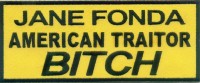 Jane Fonda American Traitor Bitch biker tab patch heat seal backing