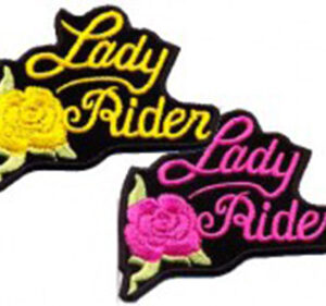 Lady Rider Rose Patch Embroidered biker patch heat seal backing