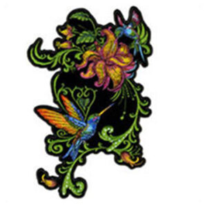 Large Hummingbird Patch Embroidered biker patch heat seal backing