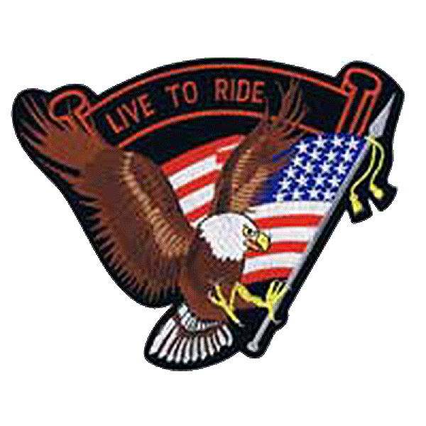 Live To Ride - Brown Wings Patch Embroidered biker patch heat seal backing