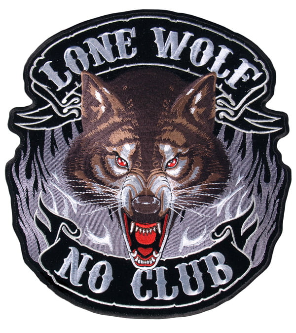 Lone Wolf - No Club 2 Patch Embroidered biker patch heat seal backing