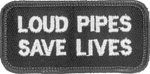 Loud Pipes Save Lives Patch Embroidered biker tab patch heat seal backing