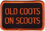 Old Coots On Scoots Patch Embroidered biker tab patch heat seal backing