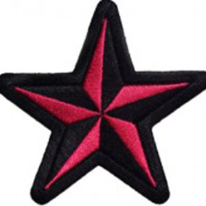 Pink Star Patch Embroidered biker patch heat seal backing