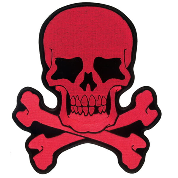 Skull Embroidered Patch with Heat Seal Backing