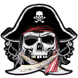 Pirate Skull Patch Embroidered skull patch heat seal backing