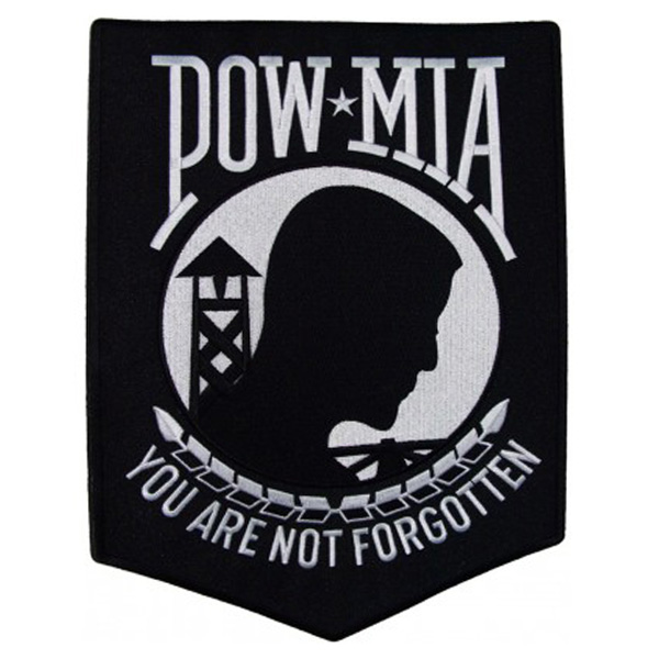 POW MIA Patch Embroidered biker patch heat seal backing