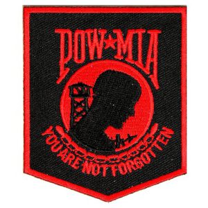 POW MIA Red Patch Embroidered biker patch heat seal backing
