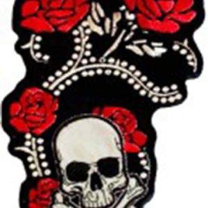 Reflective Skull And Roses Patch Embroidered biker patch heat seal backing