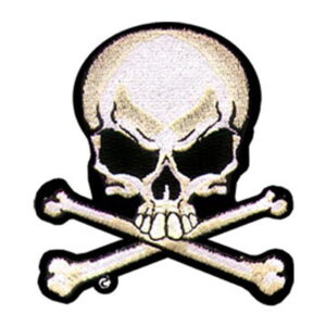 Skull & Crossbones Patch Embroidered biker patch heat seal backing