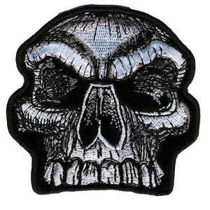 Skull Knob Patch Embroidered skull patch heat seal backing