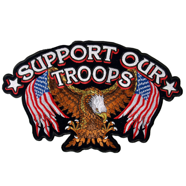 Support Our Troops American Eagle with Flags as Wings Biker Patches 