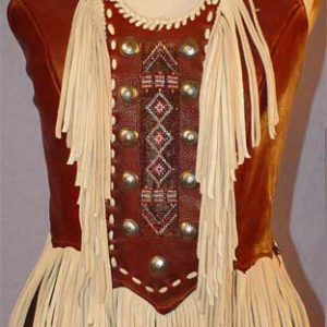 Tribal Matters Women's Deerskin Fringed & Beaded Leather Halter Top