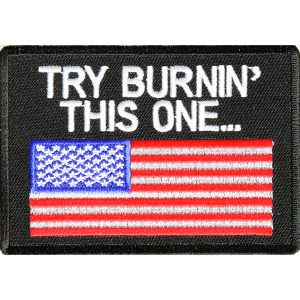 Try Burning This One Patch Embroidered biker patch heat seal backing