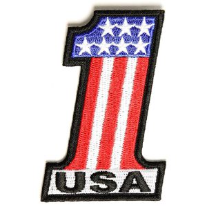 USA #1 Patch Embroidered biker patch heat seal backing