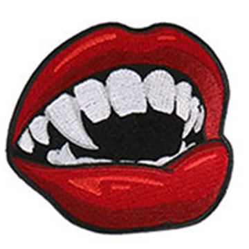 Vampire Fangs Patch Embroidered biker patch heat seal backing