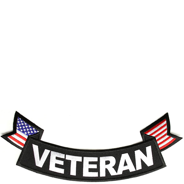 Veteran Bottom Rocker With Flags Patch with heat seal backing