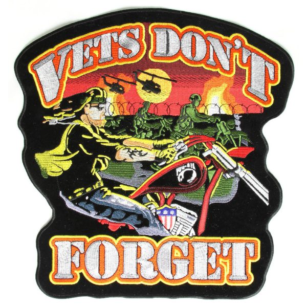 Vets Don't Forget Patch Embroidered biker patch heat seal backing