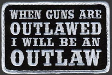 When Guns Are Outlawed Patch Embroidered funny tab patch heat seal backing