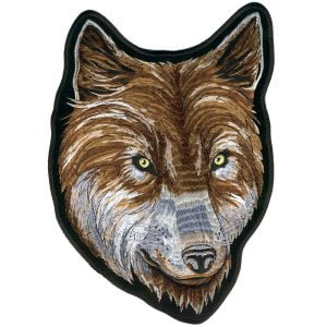 Wolf Face Patch Embroidered biker patch heat seal backing