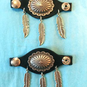 3 Feather Vest Extenders with Starburst concho and three feathers