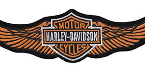 Straight Wings Black and Orange Patch Embroidered Official Harley Davidson Patch
