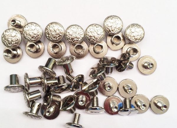 Floral Chicago Screws Fancy 1/4" Silver 20 Pack for Leather Crafting