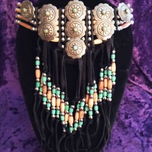 2 Strand Beaded Concho Chokers with Bone Beads